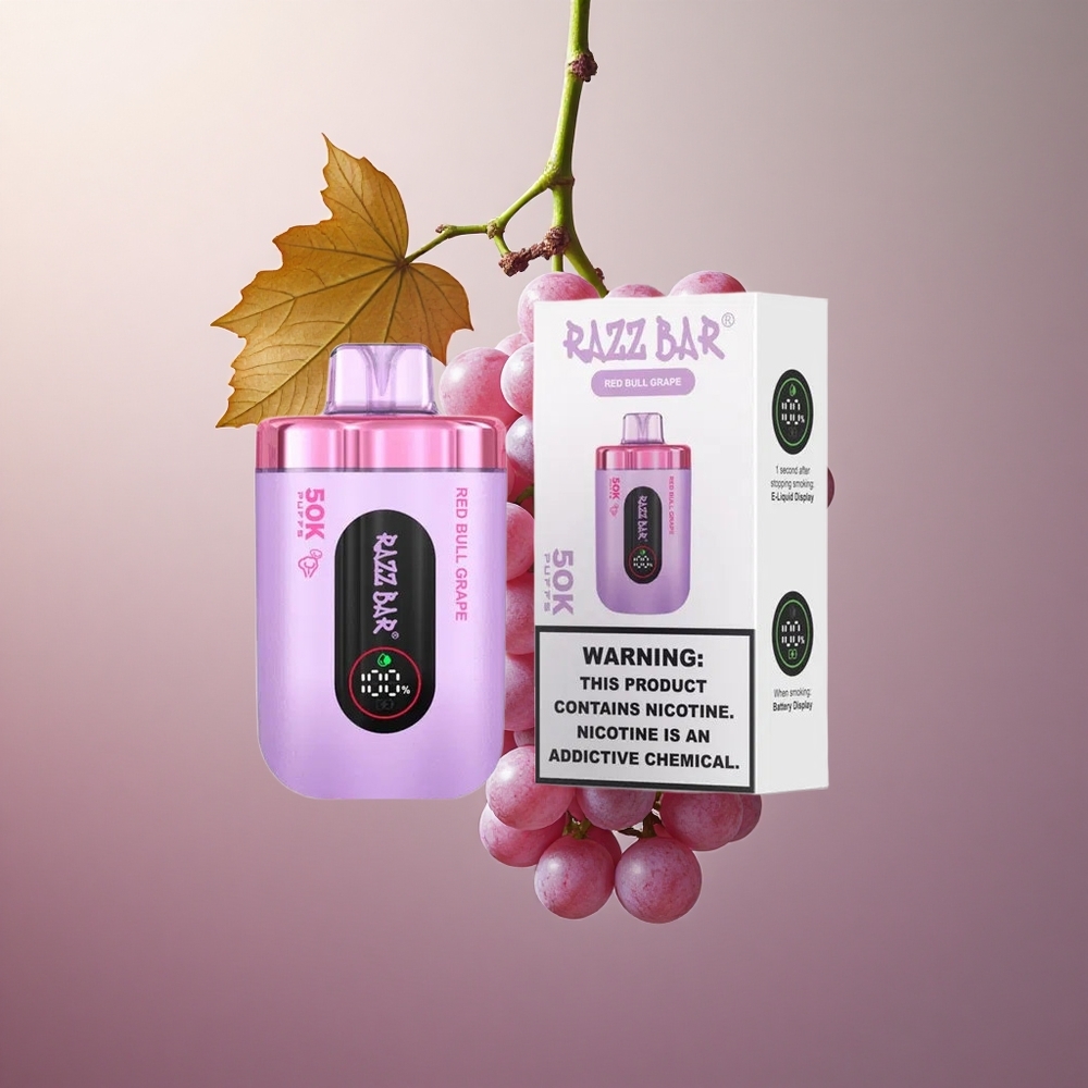 Razz Bar 50K Puffs 2% Nicotine Red Bull Grape Disposable Vape